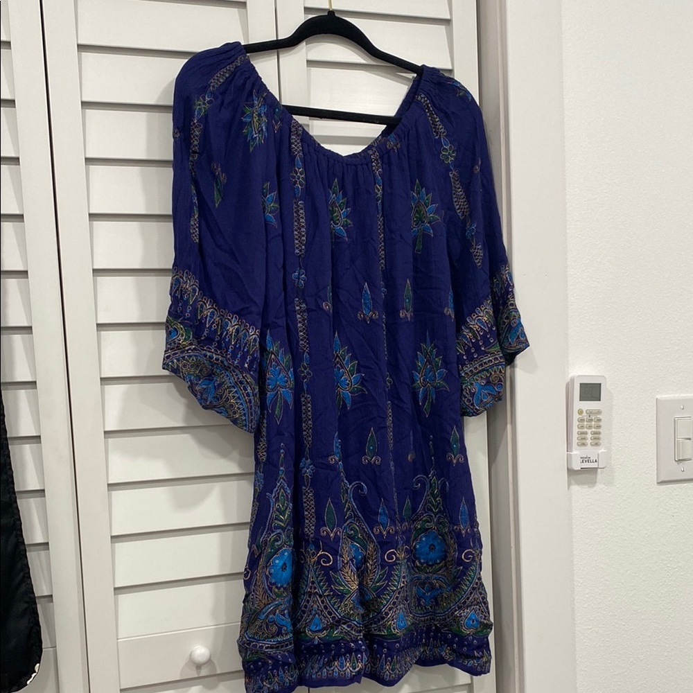 Bohemian Blue Floral Women's Dress